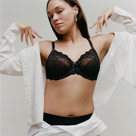 Chantelle Two Riva Gauche Full coverage unlined Bras Black 34 DD and Peach 34 D - Picture 3 of 16